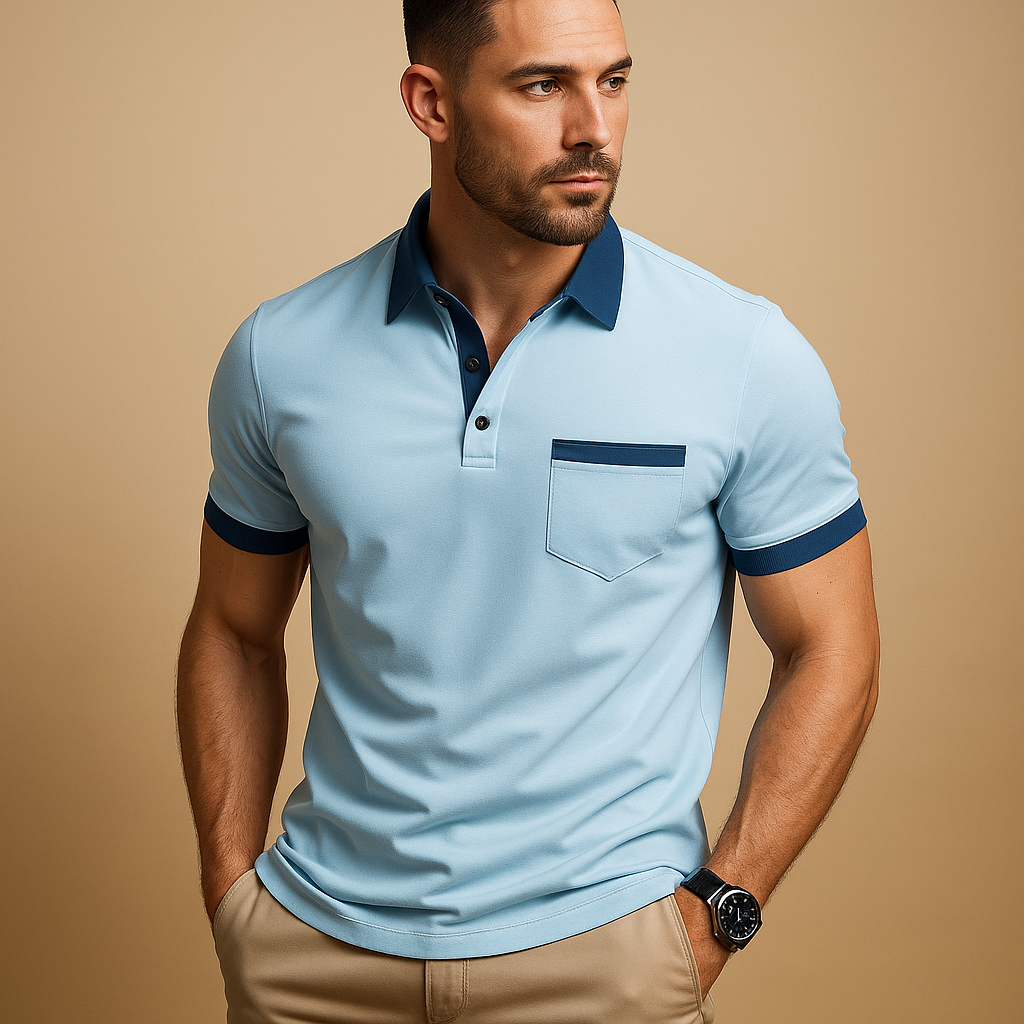 Men’s Classic Short Sleeve Polo Shirt – Button Closure & Versatile Style
