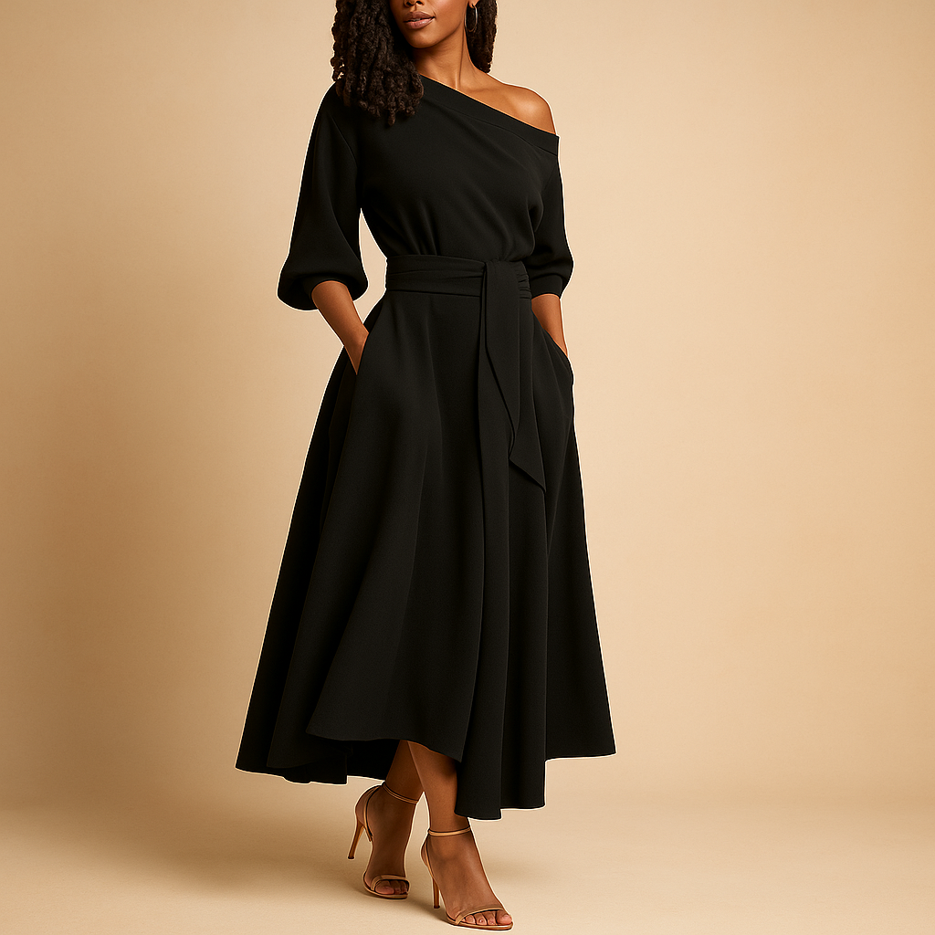 Women’s Elegant Belted Midi Dress – Feminine & Versatile for Everyday Wear