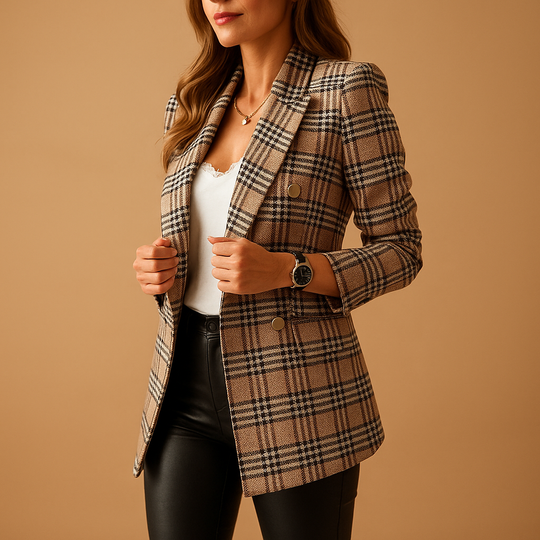 Women's Fitted Blazer – Classic Tailored Work Jacket, Neutral Tones
