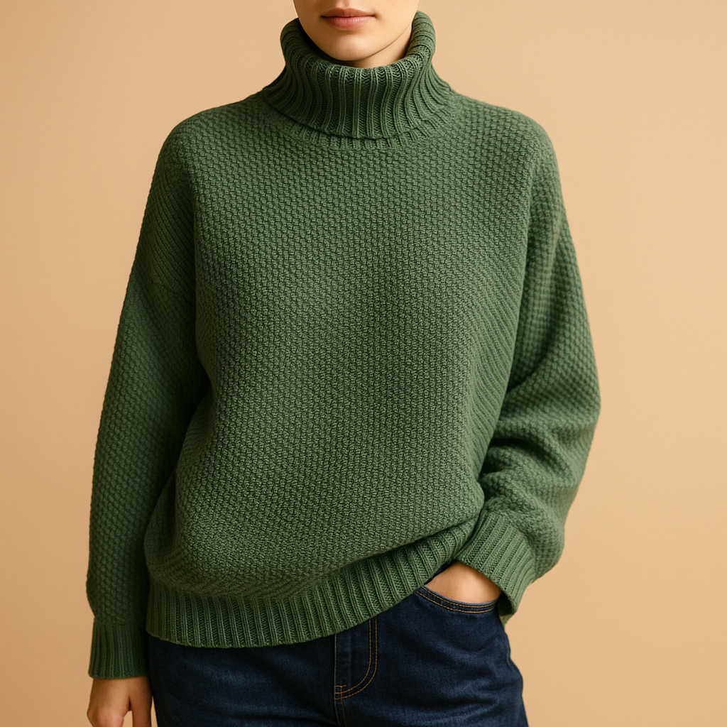 Women’s Knitted Turtleneck Sweater – Elegant & Comfortable for Cooler Days