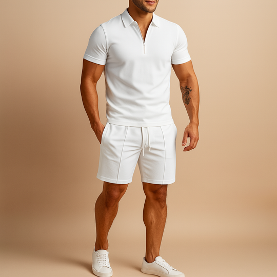 Men’s Elegant Polo & Shorts Summer Set