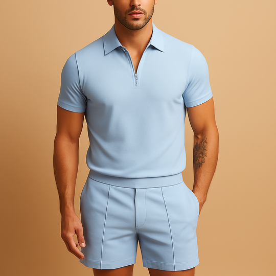 Men’s Elegant Polo & Shorts Summer Set