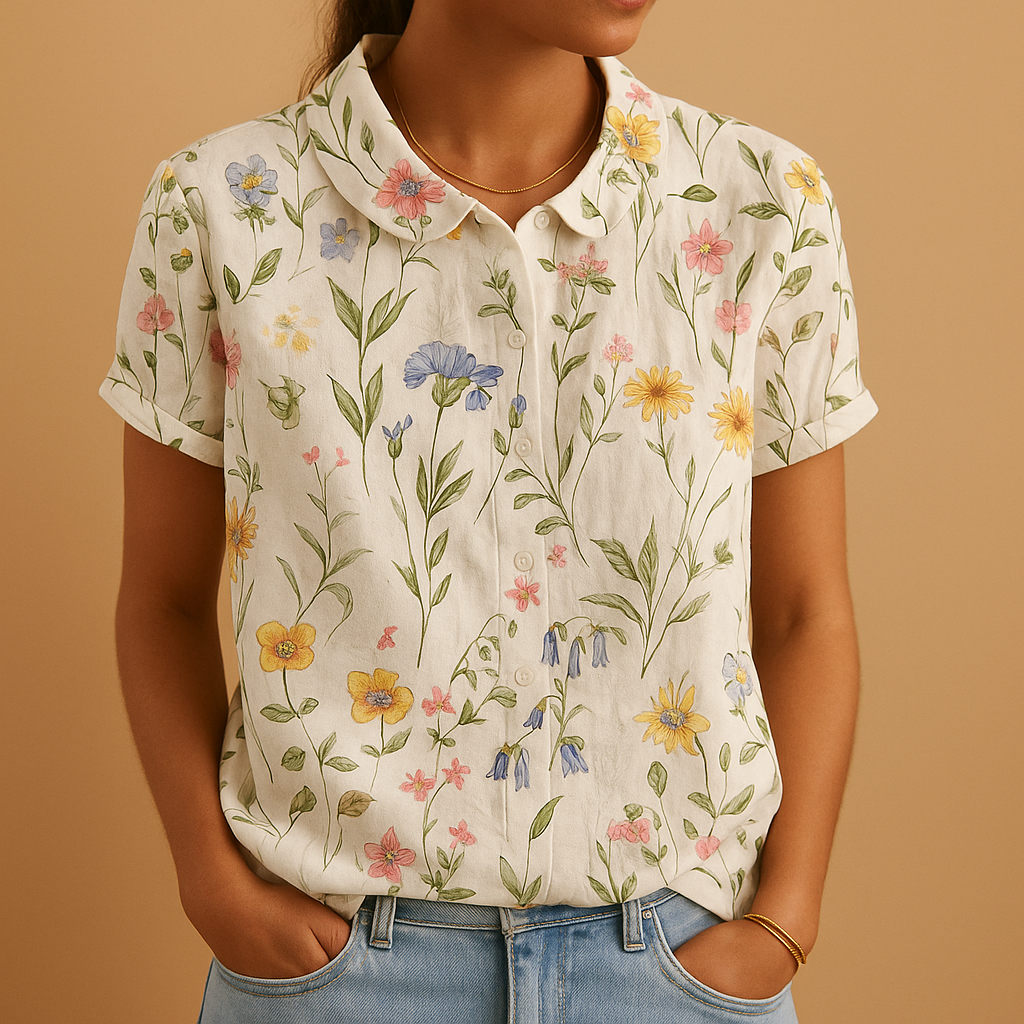 Women’s Floral Print Loose Blouse – Lightweight & Comfortable for Everyday Wear