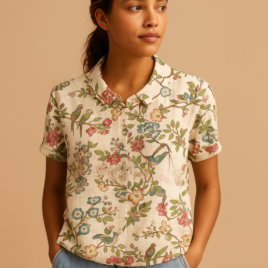 Women’s Floral Print Loose Blouse – Lightweight & Comfortable for Everyday Wear