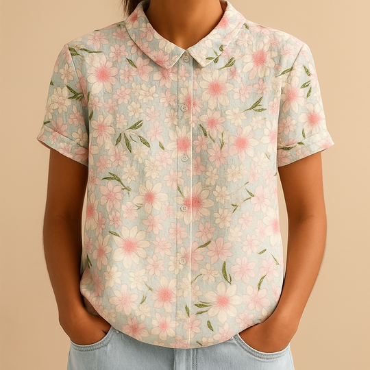 Women’s Floral Print Loose Blouse – Lightweight & Comfortable for Everyday Wear