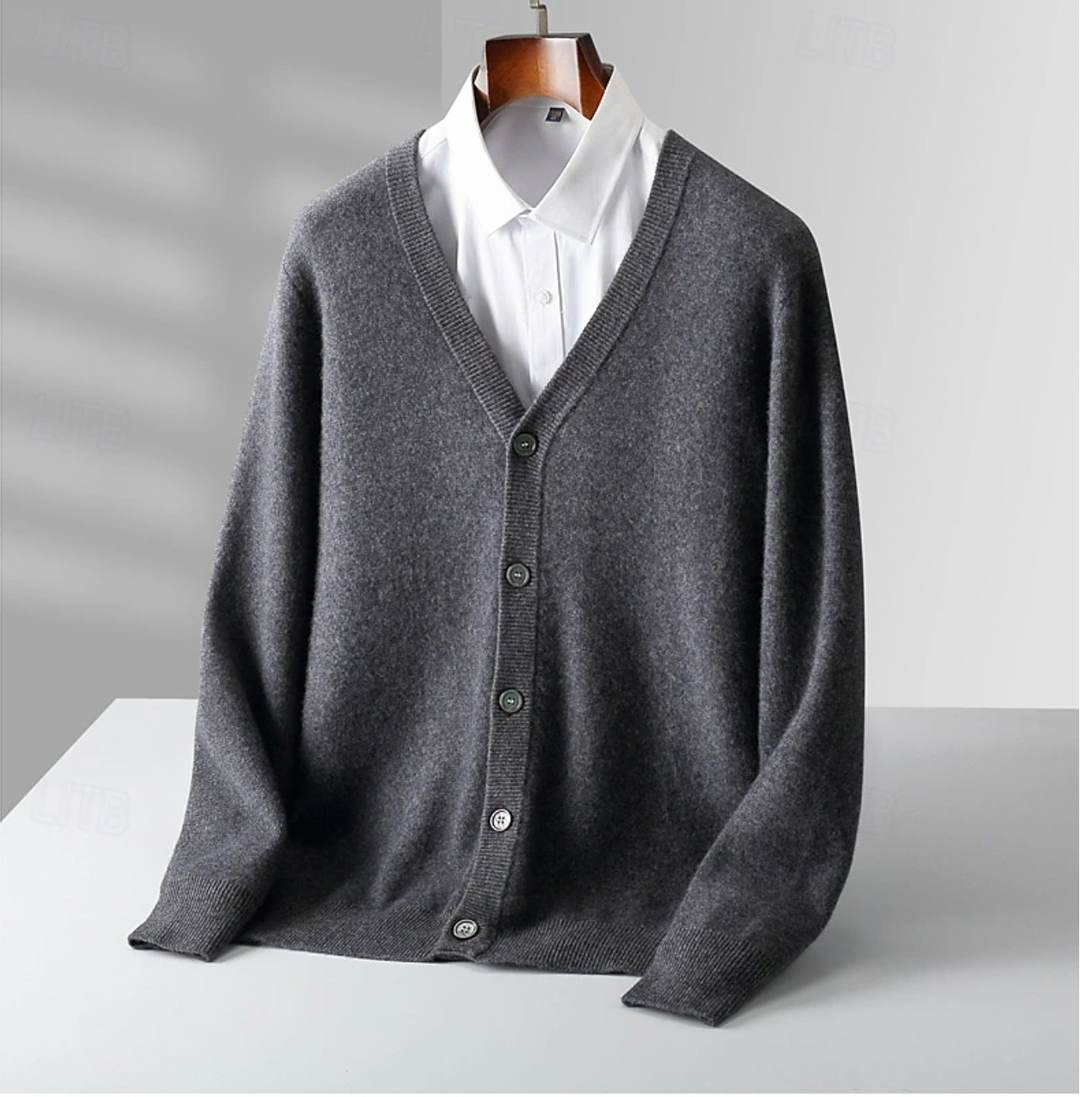 Men's Button-Up Cardigan | Classic V-Neck Knit for Everyday Wear