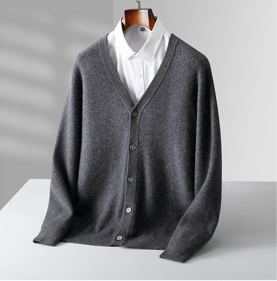Men's Button-Up Cardigan | Classic V-Neck Knit for Everyday Wear