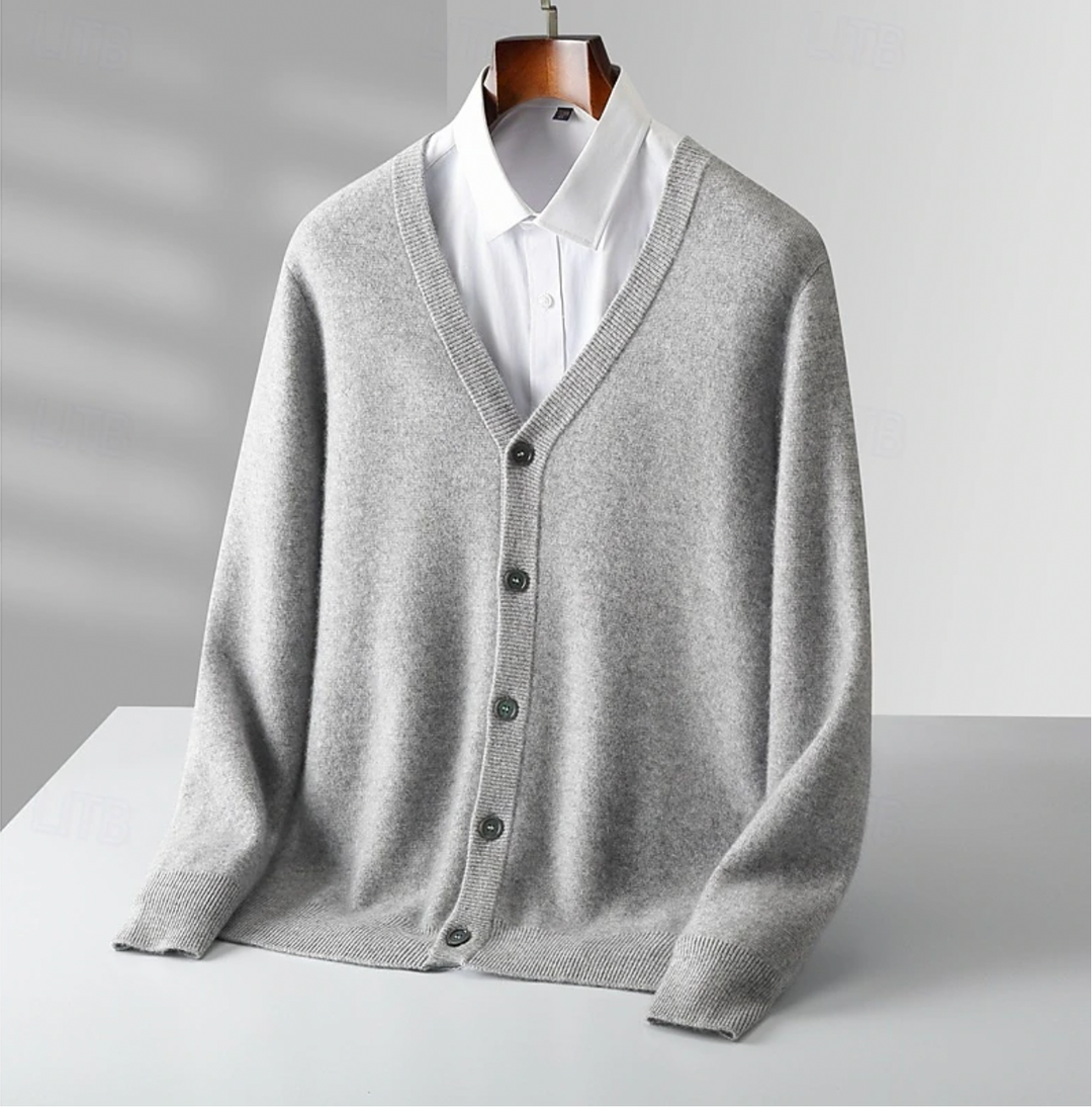 Men's Button-Up Cardigan | Classic V-Neck Knit for Everyday Wear