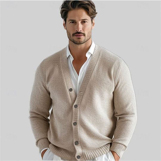 Men's Button-Up Cardigan | Classic V-Neck Knit for Everyday Wear