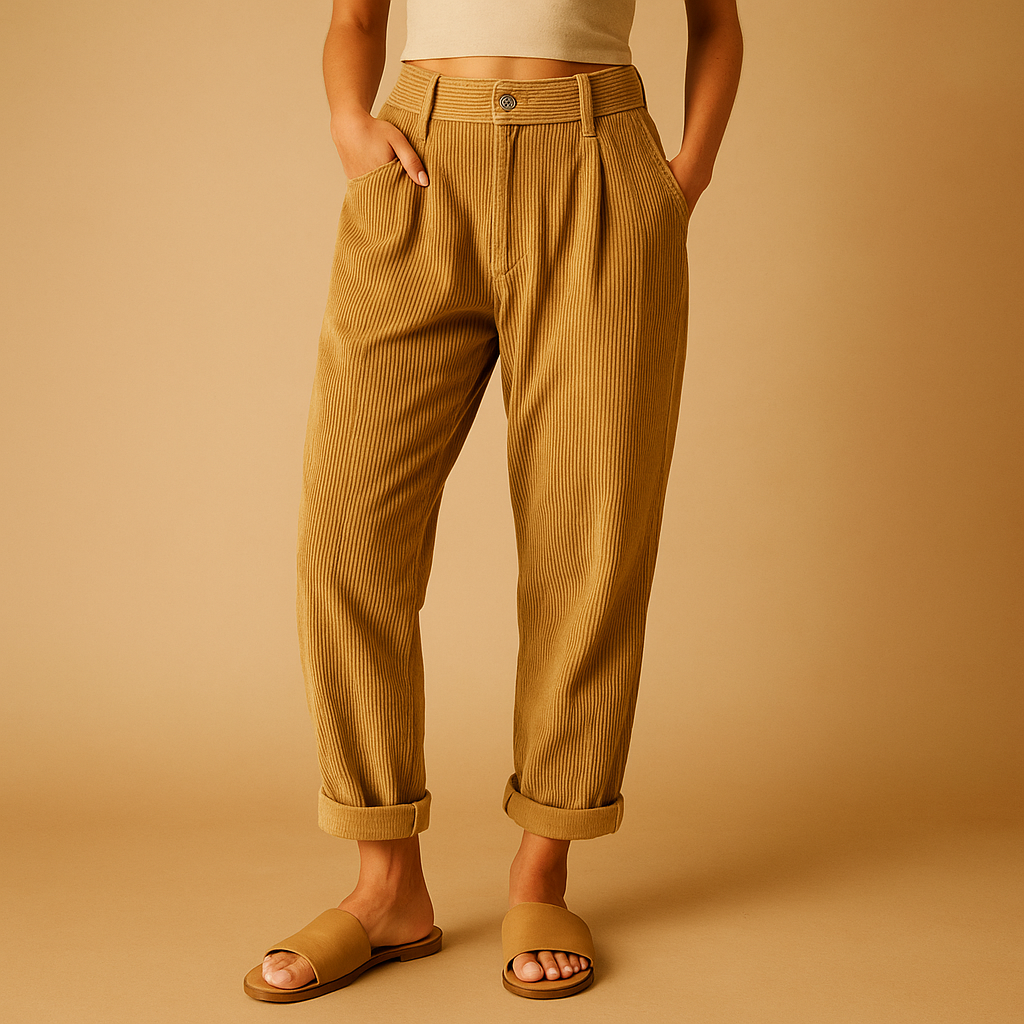Women’s High-Waist Corduroy Pants – Relaxed Straight-Leg Fit for Everyday Wear