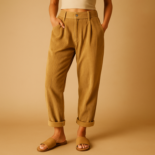 Women’s High-Waist Corduroy Pants – Relaxed Straight-Leg Fit for Everyday Wear