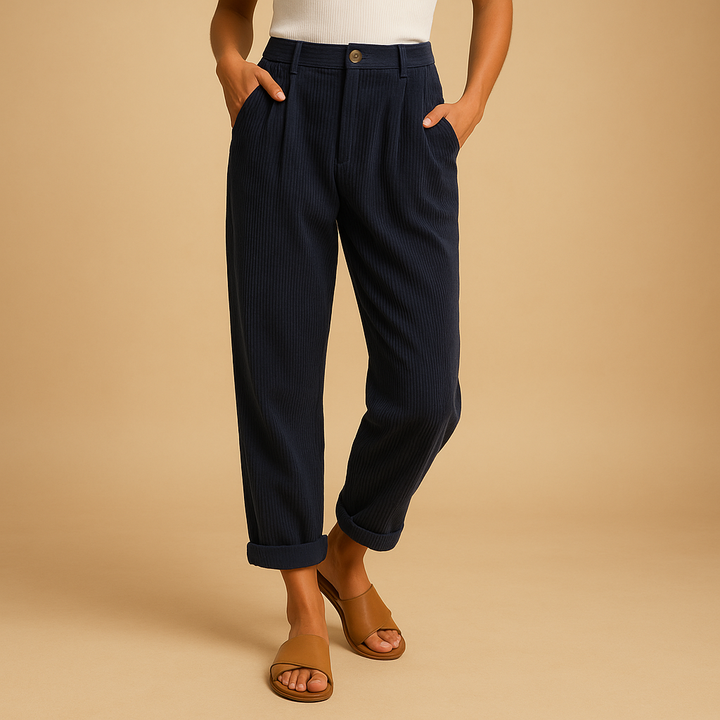 Women’s High-Waist Corduroy Pants – Relaxed Straight-Leg Fit for Everyday Wear