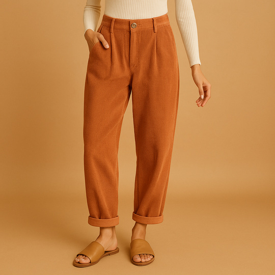 Women’s High-Waist Corduroy Pants – Relaxed Straight-Leg Fit for Everyday Wear