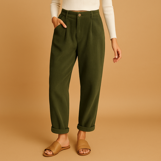 Women’s High-Waist Corduroy Pants – Relaxed Straight-Leg Fit for Everyday Wear