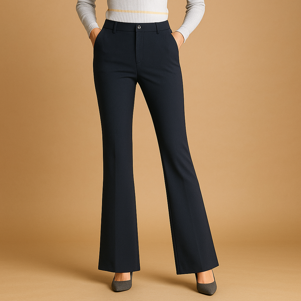 Women’s High-Waisted Flared Trousers – Elegant Silhouette for Everyday Wear