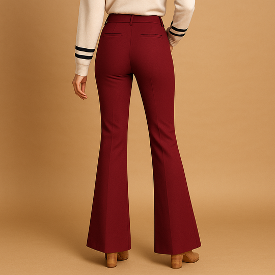 Women’s High-Waisted Flared Trousers – Elegant Silhouette for Everyday Wear