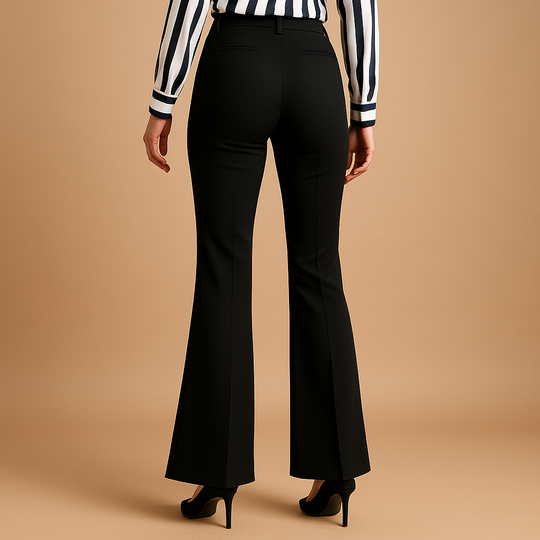 Women’s High-Waisted Flared Trousers – Elegant Silhouette for Everyday Wear