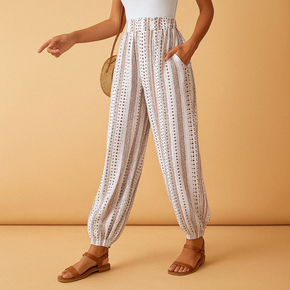 Women’s High-Waisted Wide-Leg Boho Pants – Lightweight & Relaxed for Summer Wear