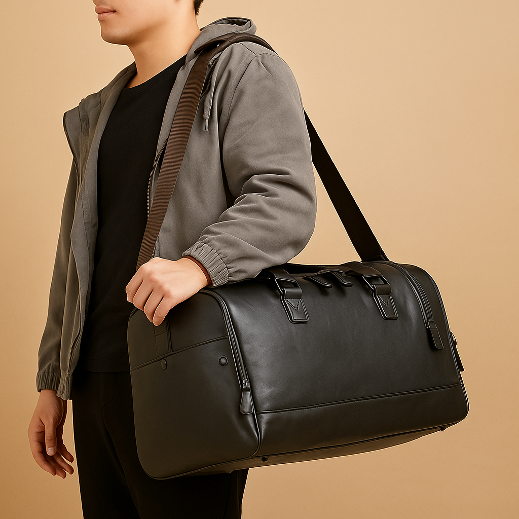 Leather Travel Duffle Bag with Compartments – Organised Everyday Carry