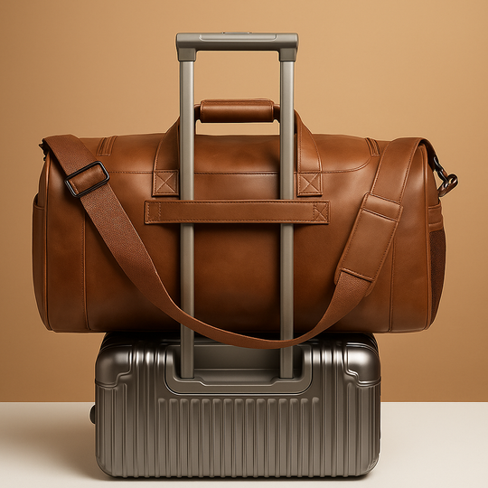 Leather Travel Duffle Bag with Shoe Compartment – Structured Carry-On