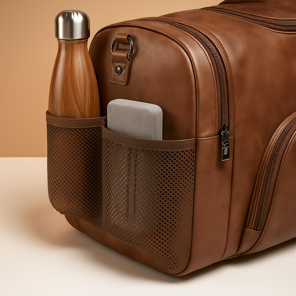 Leather Travel Duffle Bag with Shoe Compartment – Structured Carry-On