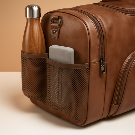 Leather Travel Duffle Bag with Shoe Compartment – Structured Carry-On