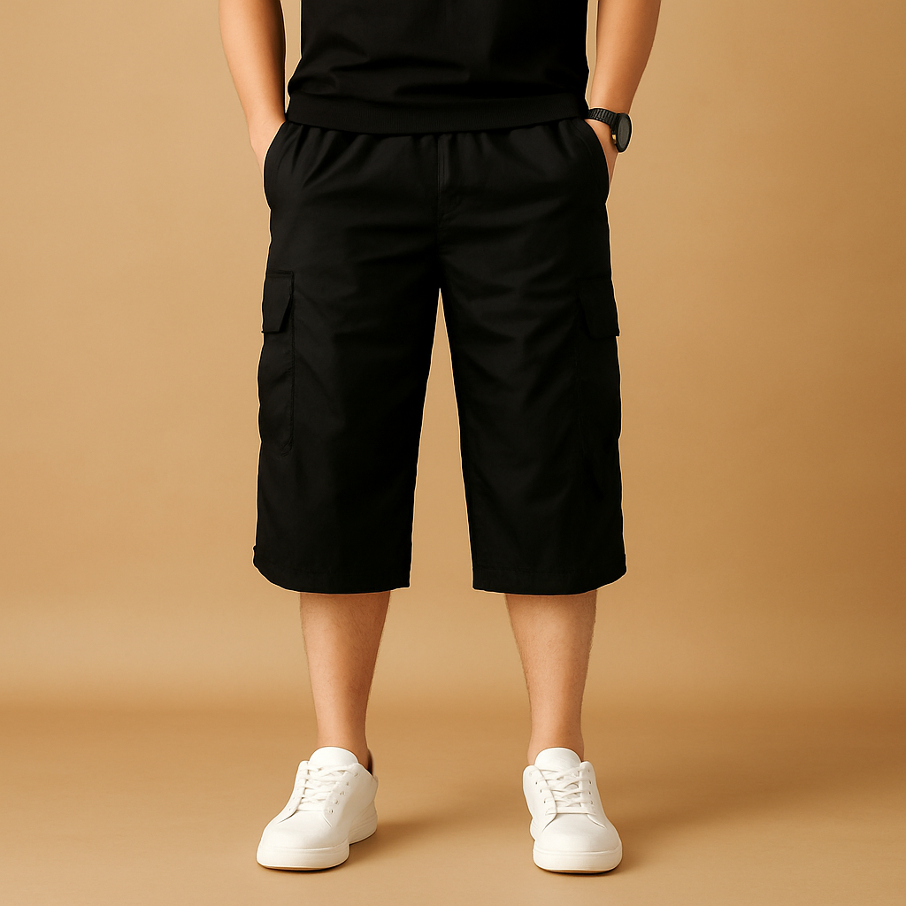 Men's Cargo Shorts | Long Relaxed Fit with Multi-Pocket Design