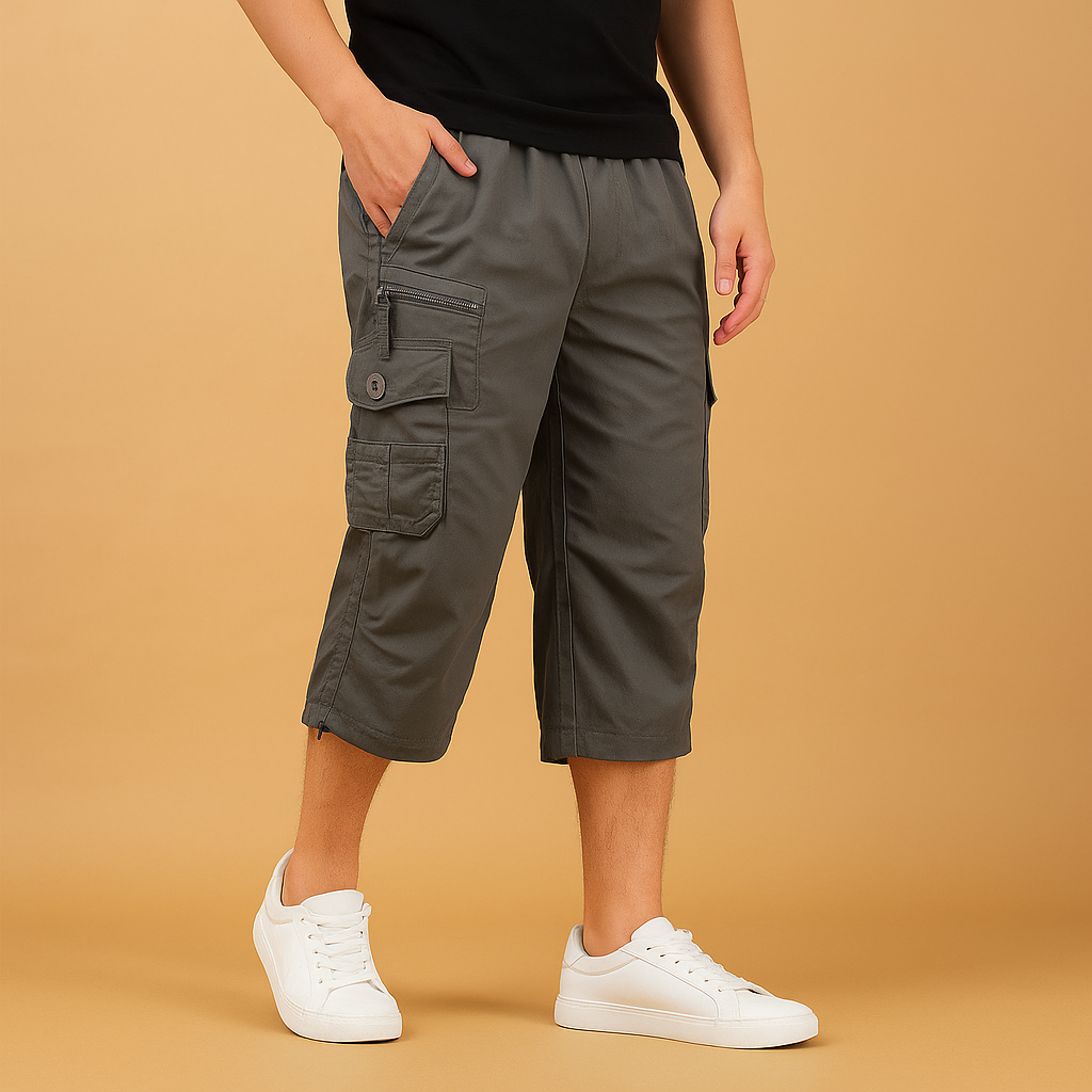 Men's Cargo Shorts | Long Relaxed Fit with Multi-Pocket Design
