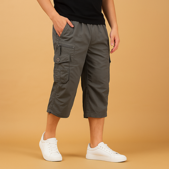 Men's Cargo Shorts | Long Relaxed Fit with Multi-Pocket Design