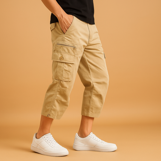 Men's Cargo Shorts | Long Relaxed Fit with Multi-Pocket Design