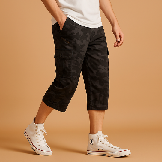 Men's Cargo Shorts | Long Relaxed Fit with Multi-Pocket Design