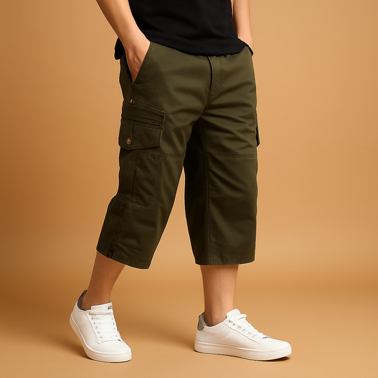 Men's Cargo Shorts | Long Relaxed Fit with Multi-Pocket Design