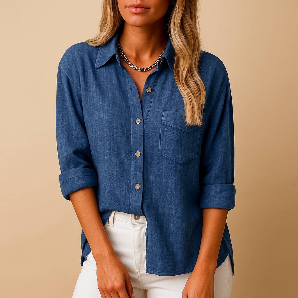 Women’s Long Sleeve Shirt Blouse with Pockets – Comfortable & Versatile Everyday Style
