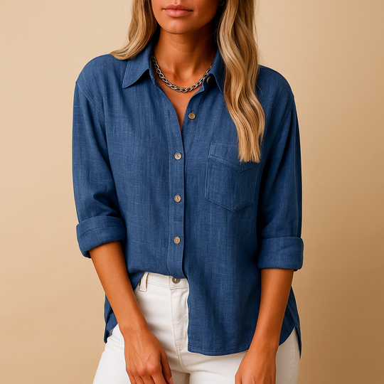 Women’s Long Sleeve Shirt Blouse with Pockets – Comfortable & Versatile Everyday Style