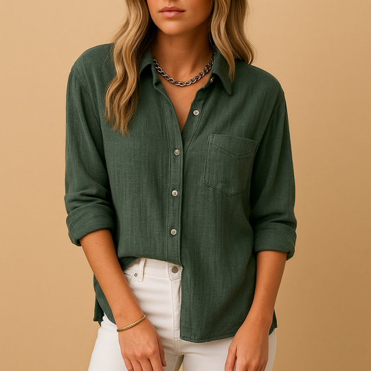 Women’s Long Sleeve Shirt Blouse with Pockets – Comfortable & Versatile Everyday Style