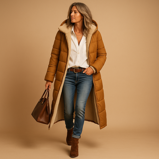 Women's Long Winter Coat | Sleek Full-Length Design with Contemporary Style
