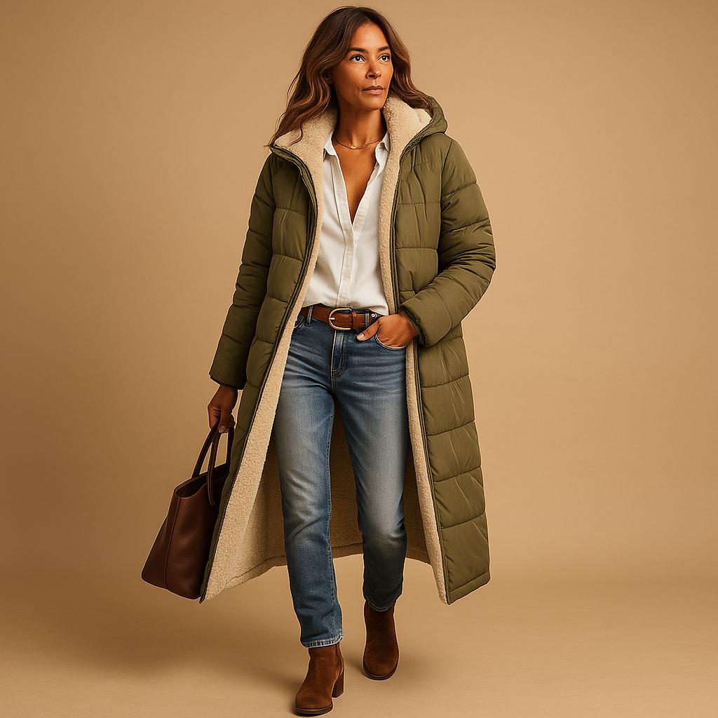 Women's Long Winter Coat | Sleek Full-Length Design with Contemporary Style