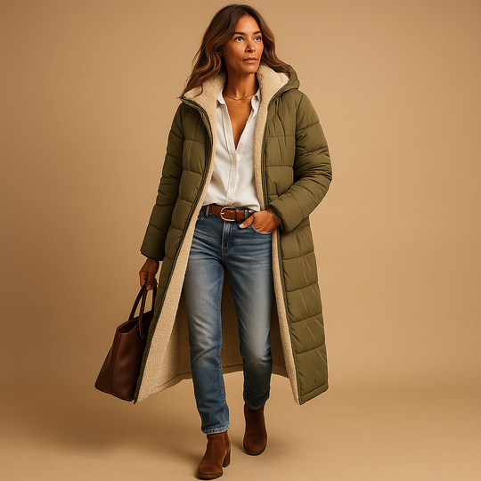 Women's Long Winter Coat | Sleek Full-Length Design with Contemporary Style