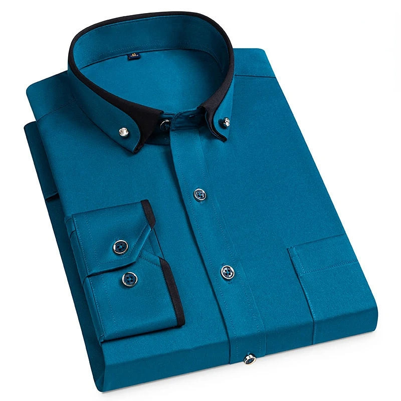Men’s Stretch Shirt with Stand Collar – Wrinkle-Resistant & Smart Style
