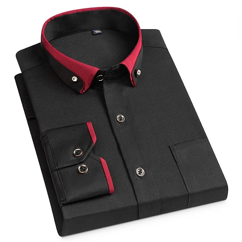 Men’s Stretch Shirt with Stand Collar – Wrinkle-Resistant & Smart Style