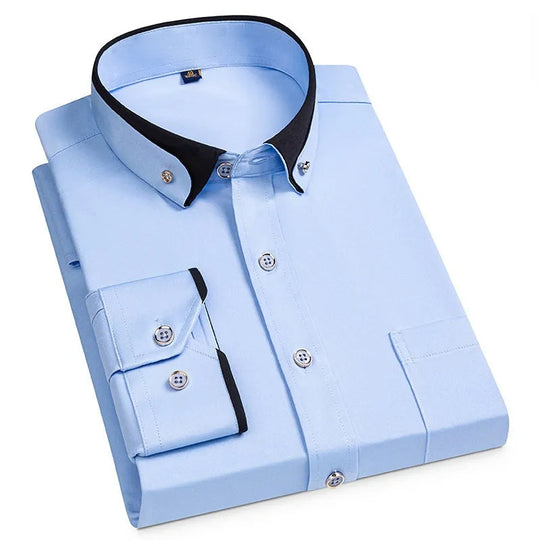 Men’s Stretch Shirt with Stand Collar – Wrinkle-Resistant & Smart Style