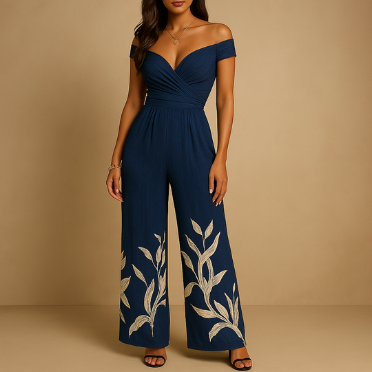 Women’s Off-Shoulder Floral Jumpsuit – Elegant Fit for Special Occasions