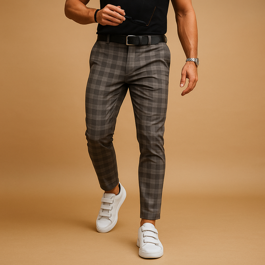 Men’s Plaid Casual Trousers – Relaxed Fit with Timeless Style