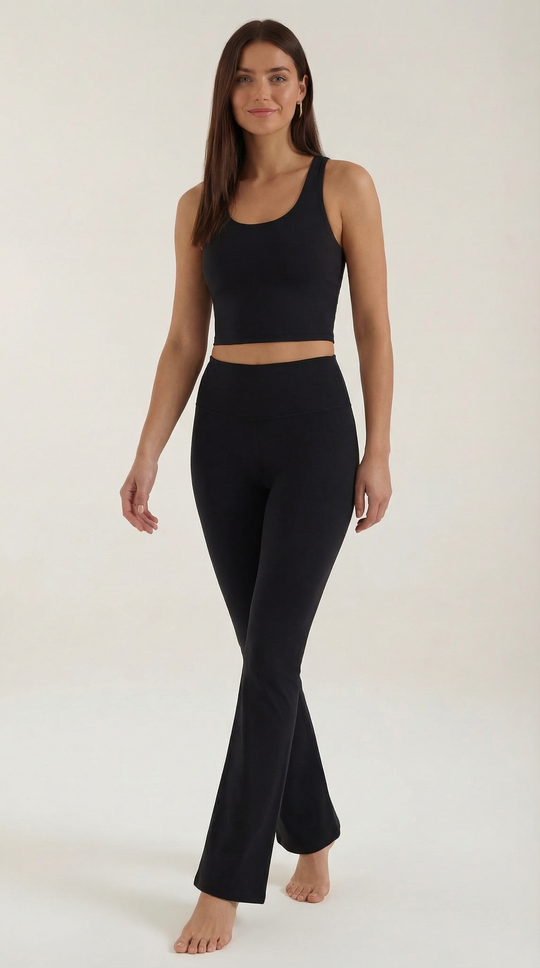 Women's High Waist Flared Leggings – Four-Way Stretch, Compression Fit