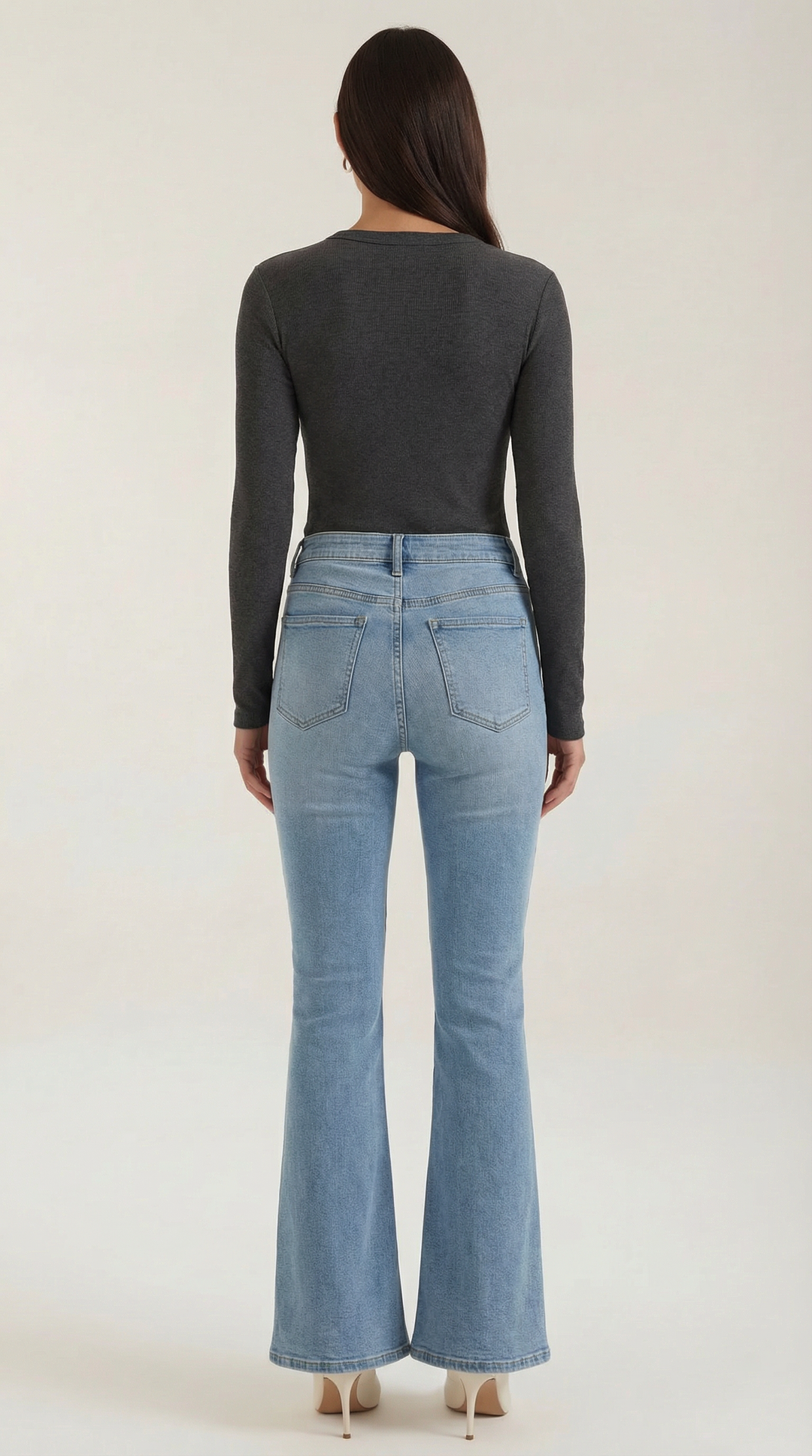 Women's Ribbed Long Sleeve Top – Crew Neck, Fitted Everyday Essential