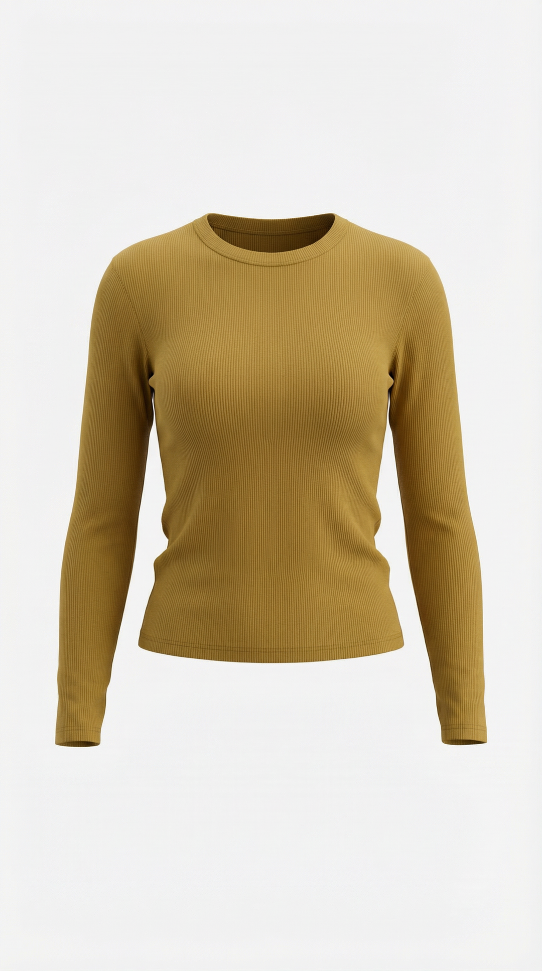 Women's Ribbed Long Sleeve Top – Crew Neck, Fitted Everyday Essential