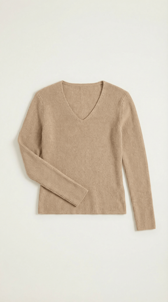 Women's Ribbed V-Neck Sweater | Timeless Style for Everyday Wear
