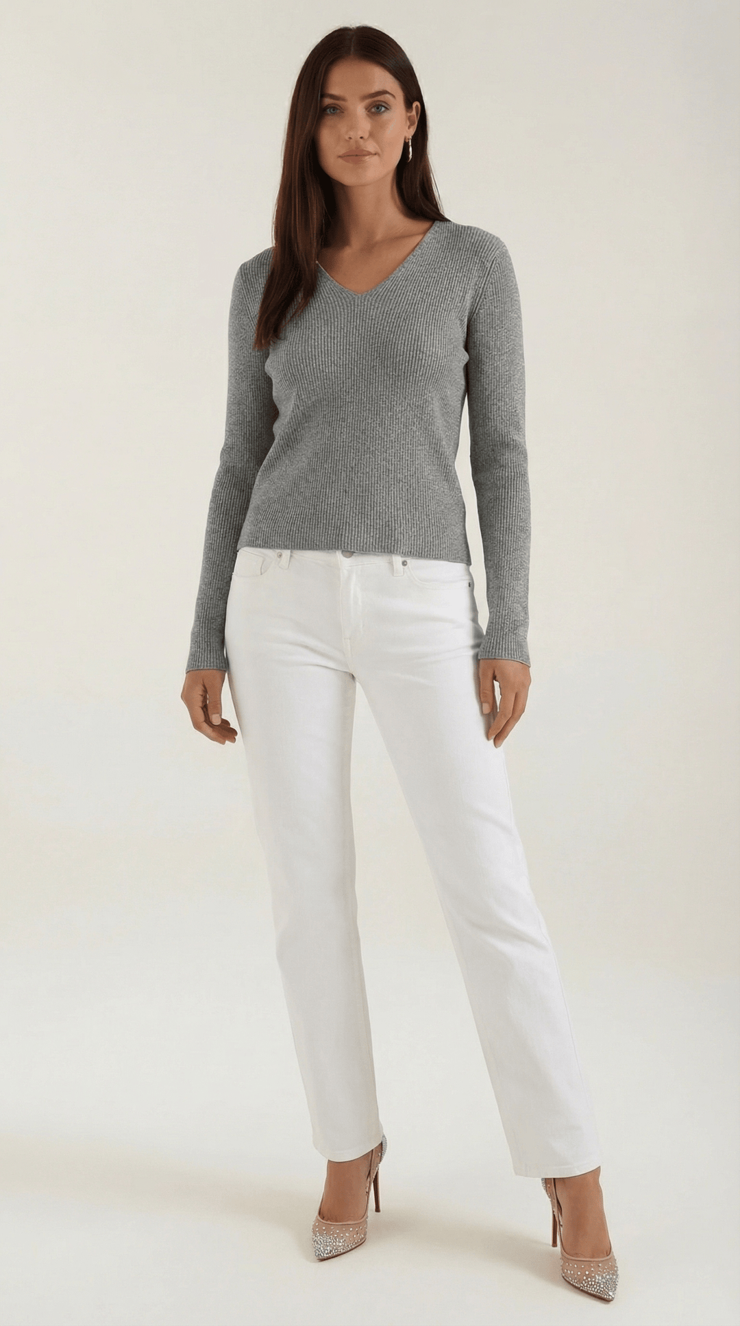 Women's Ribbed V-Neck Sweater | Timeless Style for Everyday Wear