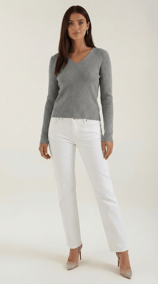 Women's Ribbed V-Neck Sweater | Timeless Style for Everyday Wear