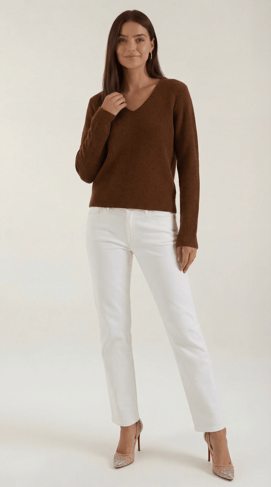 Women's Ribbed V-Neck Sweater | Timeless Style for Everyday Wear